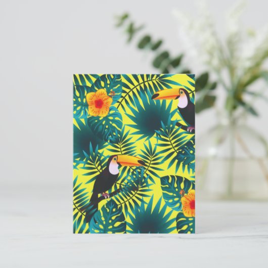 Summer Greenery Tropical Toucan Oerwoud Foliage Briefkaart (Staand voorkant)