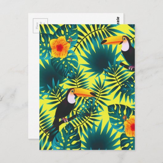 Summer Greenery Tropical Toucan Oerwoud Foliage Briefkaart (Voorkant / Achterkant)