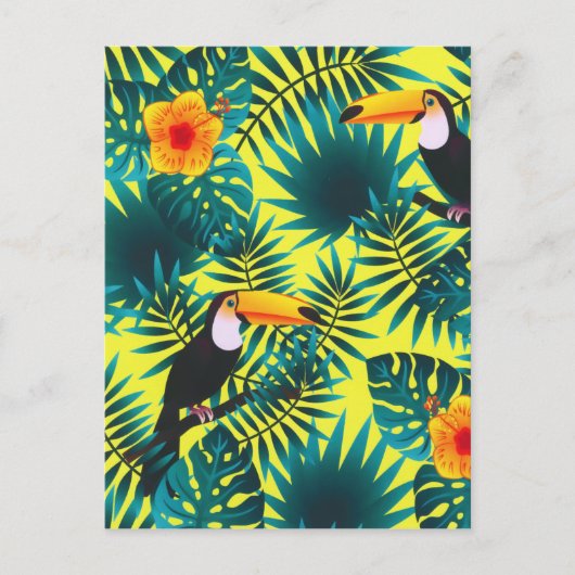 Summer Greenery Tropical Toucan Oerwoud Foliage Briefkaart (Voorkant)