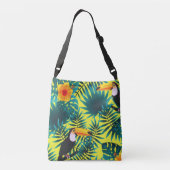 Summer Greenery Tropical Toucan Oerwoud Foliage Crossbody Tas (Achterkant)