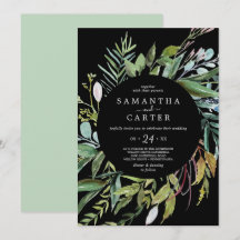 Summer Greenery | Uitnodiging voor Casual zwarte w