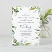 Summer Greenery Wedding Kaart (Staand voorkant)