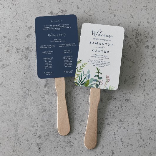 Summer Greenery Wedding Program Fan Handwaaier