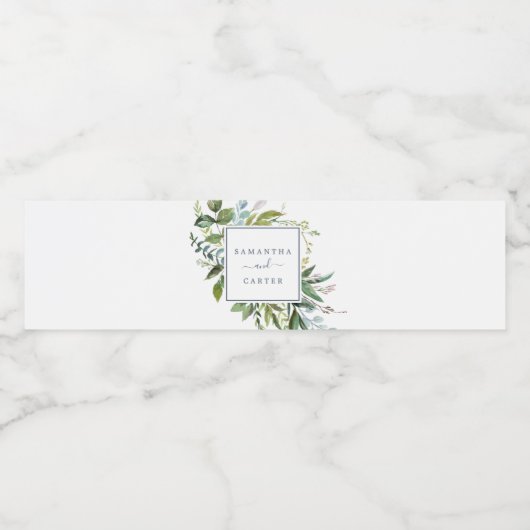 Summer Greenery Wedding Waterfles Etiket (Enkel label)