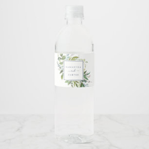 Summer Greenery Wedding Waterfles Etiket