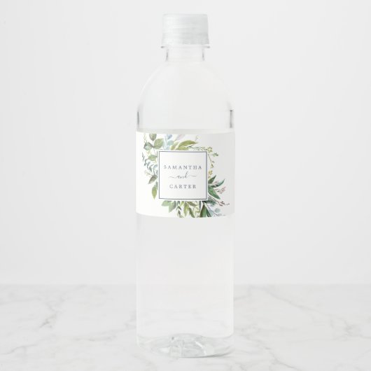 Summer Greenery Wedding Waterfles Etiket (Voorkant)