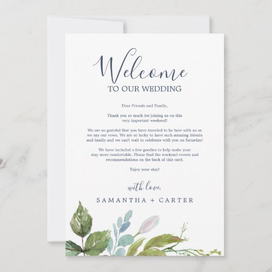 Summer Greenery Welcome Letter & Itinerary (Voorkant)