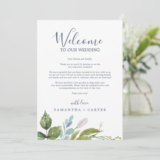 Summer Greenery Welcome Letter & Itinerary (Staand voorkant)