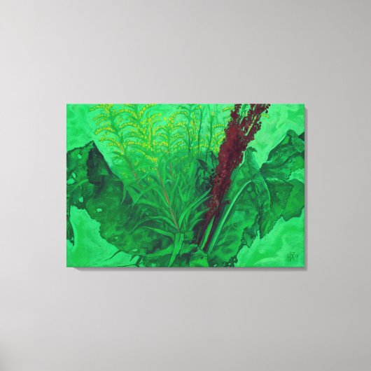 Summer Greenery Wildbloemen Floral Art Painting Po Canvas Afdruk (Voorkant)