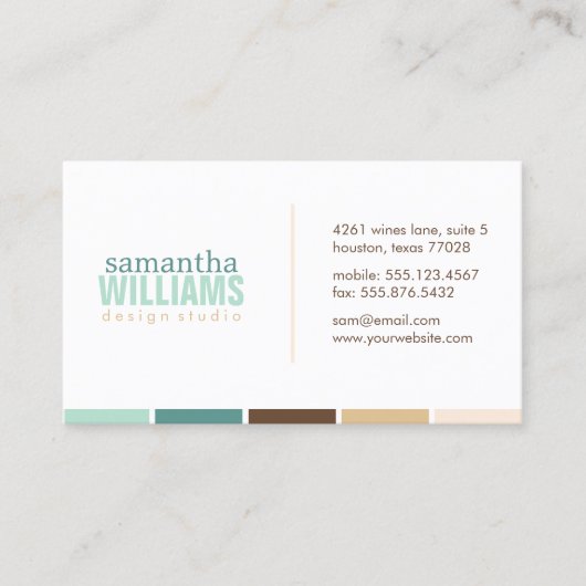 Summer Greens and Browns Color Blocks Visitekaartje (Voorkant)