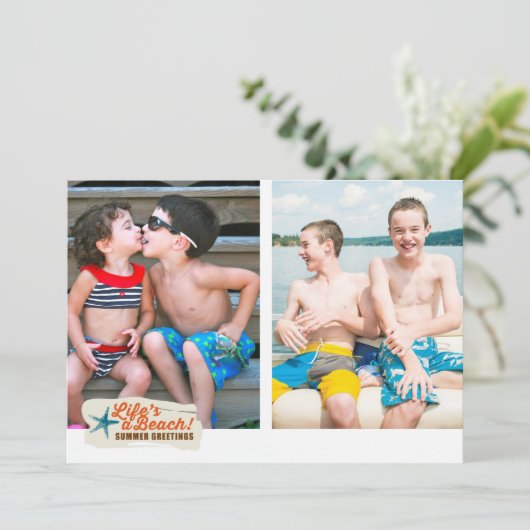 Summer Greetings Beach Flat Kaart (Staand voorkant)