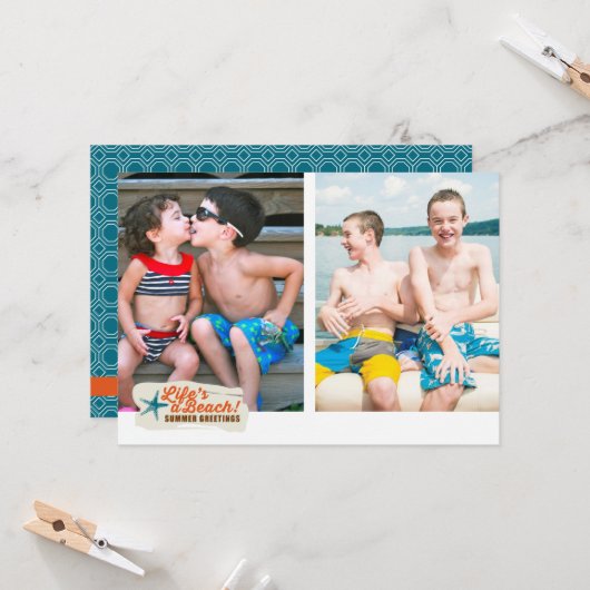 Summer Greetings Beach Flat Kaart (Voorkant / Achterkant in situ)