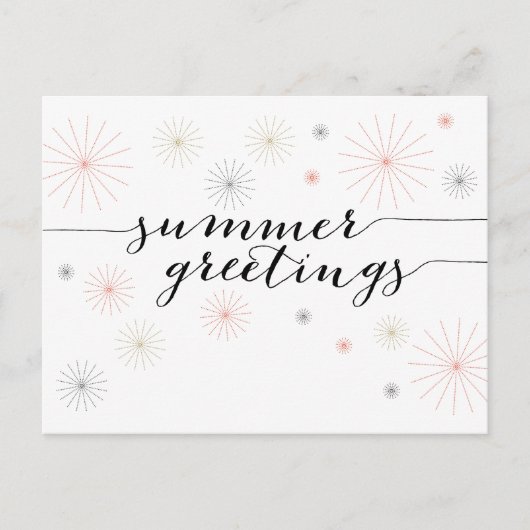 Summer Greetings Fireworks Briefkaart (Voorkant)