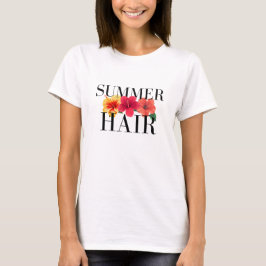 Summer Hair Hawaiian Flower Graphic Tee T-shirt