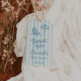 Summer Hand Drawn Blue Baby aan boord van het Baby Cadeaulabel