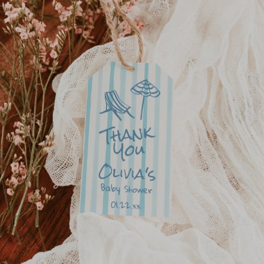 Summer Hand Drawn Blue Baby aan boord van het Baby Cadeaulabel