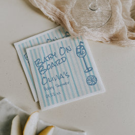 Summer Hand Drawn Blue Baby aan boord van het Baby Servet