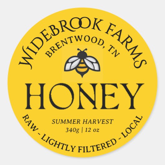Summer Harvest Honey Label Geel Fancy Honingbij (Voorkant)
