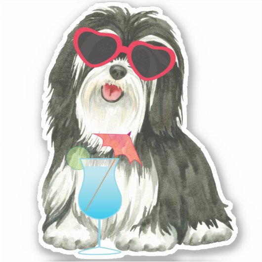 Summer Havanese Vinyl Sticker (Voorkant)