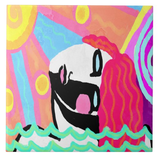 Summer Heat Abstract Digital Painting Tegeltje (Voorkant)