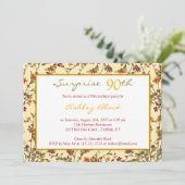 Summer Herfst Garden Floral 90th Birthday Invitati Kaart (Staand voorkant)