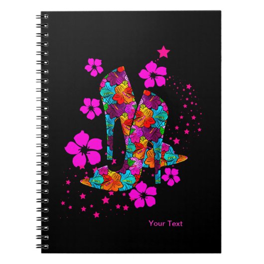 Summer High Hiel Shoes Hot Pink Flowers Notitieboek (Voorkant)
