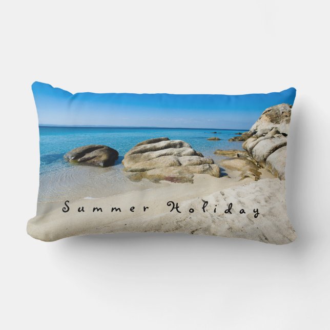 Summer Holiday Beauful strand foto met tekst Kussen (Voorkant)
