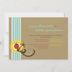 Summer Holiday Palms Tropical Beach Wedding Invite Kaart