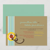 Summer Holiday Palms Tropical Beach Wedding Invite Kaart (Voorkant / Achterkant)