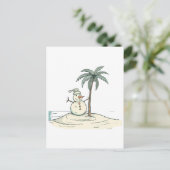 Summer Holiday Snowman Tropical Beach vibe Island  Briefkaart (Staand voorkant)