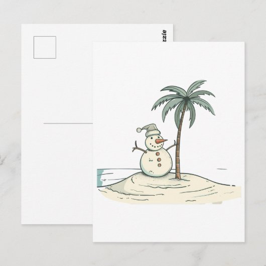 Summer Holiday Snowman Tropical Beach vibe Island  Briefkaart (Voorkant / Achterkant)