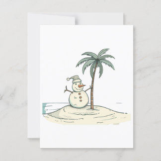 Summer Holiday Snowman Tropical Beach vibe Island Briefkaart