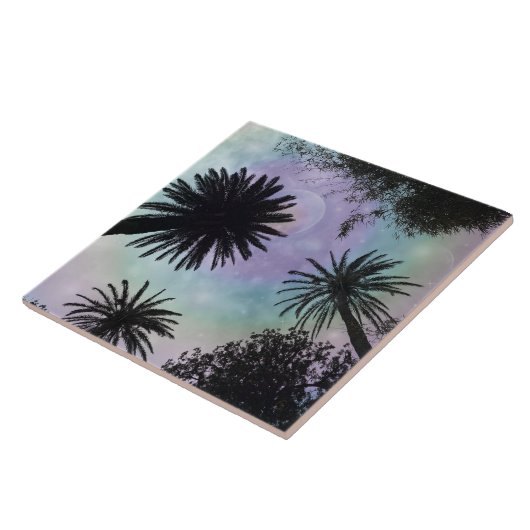 Summer Holographic Gradient Palm Trees Design Tegeltje (Zijkant)