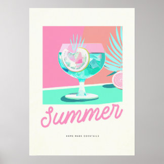 Summer Home Made Cocktails Retro Poster