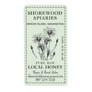 Summer Honey 2 x 3,75" Aster Dashed Border Sage Etiket