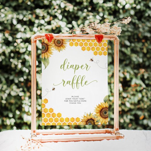 Summer Honey Bee Baby shower Luier Raffle Poster