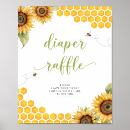 Summer Honey Bee Baby shower Luier Raffle Poster