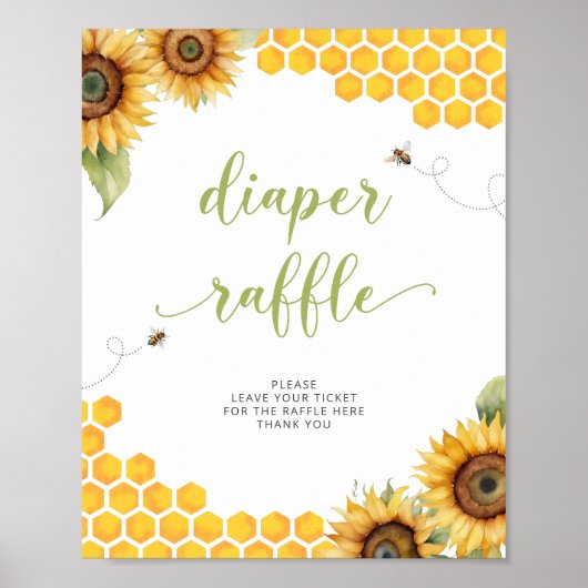 Summer Honey Bee Baby shower Luier Raffle Poster (Voorkant)