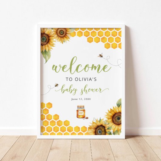 Summer Honey Bee Baby shower Welkom Poster