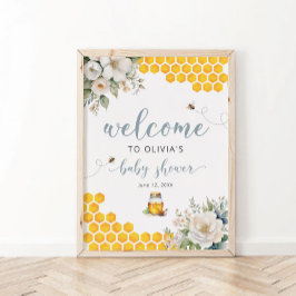Summer Honey Bee Baby shower Welkom Poster