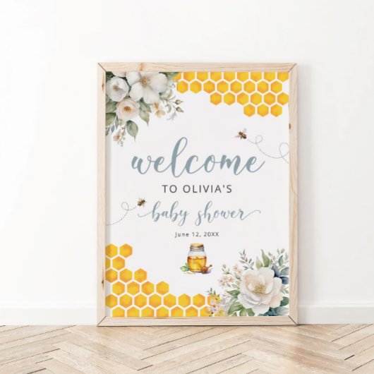 Summer Honey Bee Baby shower Welkom Poster