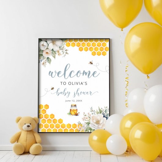 Summer Honey Bee Baby shower Welkom Poster