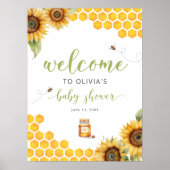Summer Honey Bee Baby shower Welkom Poster (Voorkant)