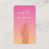 Summer Hot Pink Glam Nail Artist QR Code Feminine Visitekaartje (Voorkant)