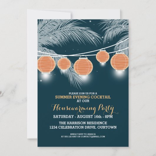 Summer Housewarming Cocktail Party Invitations Kaart (Voorkant)