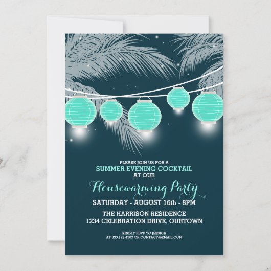 Summer Housewarming Cocktail Party Invitations Kaart (Voorkant)