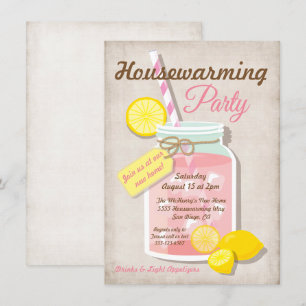 Summer Housewarming Mason Jar Lemonade Party Kaart