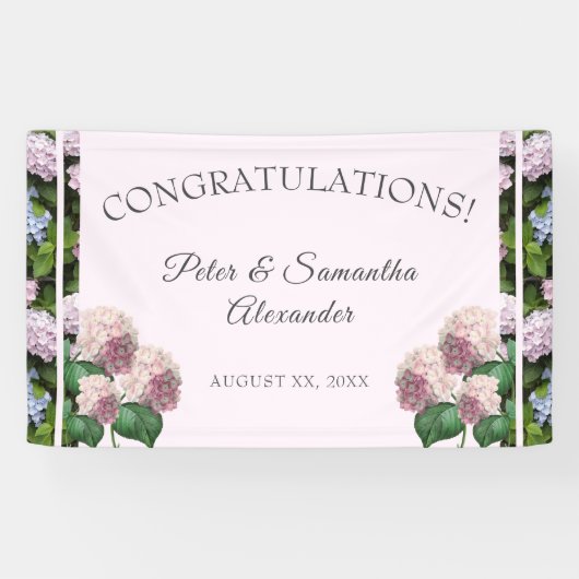 Summer Hydrangea Blossom, Roze, Groen, Ba Spandoek (Horizontaal)