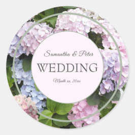 Summer Hydrangea Blossom, Roze, Groen, Weddenschap Ronde Sticker
