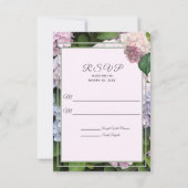 Summer Hydrangea Blossom, Roze, Groen, Weddenschap RSVP Kaartje (Voorkant)
